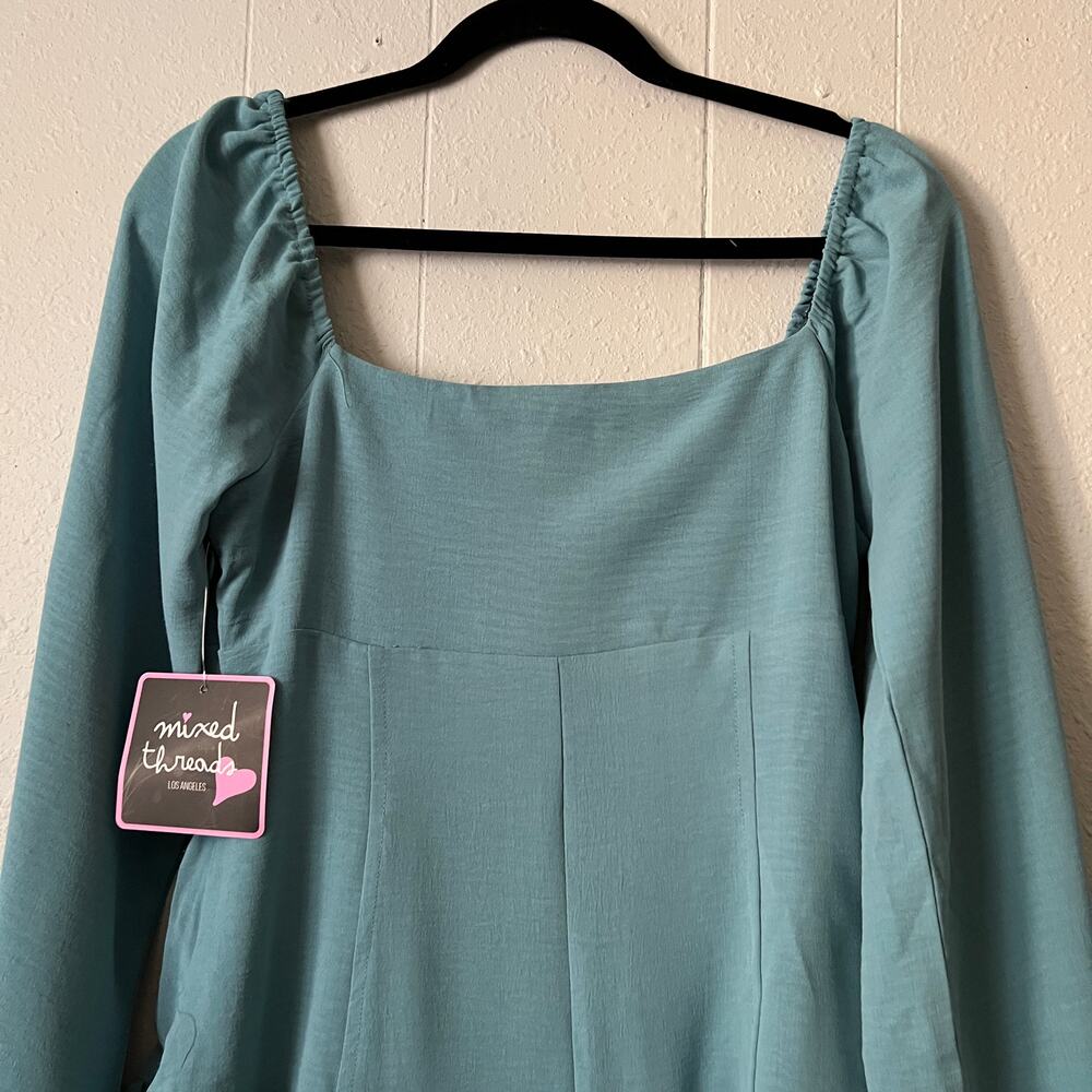 Mixed Threads Puff Sleeve Basque Mini Dress Womens Large Party Cocktail Event - Picture 8 of 13